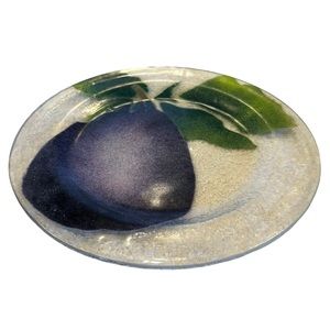 St. Luke Fused Glass Plates, Handcrafted Art Glass, Eggplant